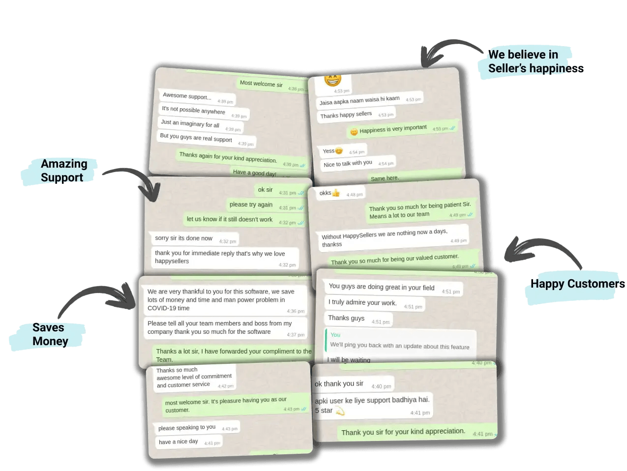 Real customer feedback screenshots